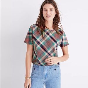 Madewell Plaid Tie Back Top